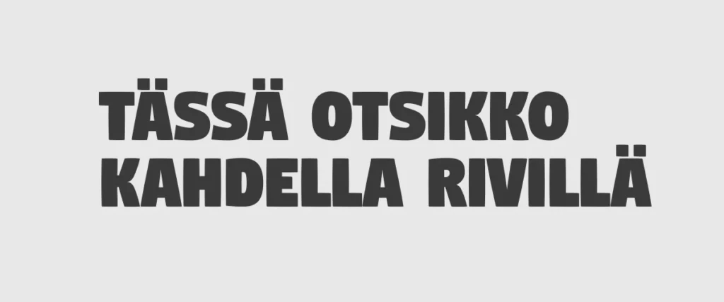 Digitalt-fontilla kirjoitettu vasemmalle tasattu musta otsikkoteksti kahdella rivillä vaaleanharmaalla taustalla. Molemmat rivit ovat lähes yhtä leveät ja muodostavat visuaalisesti tasapainoisen kokonaisuuden.