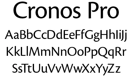 Cronos pro-fontin kirjaimet listattuna