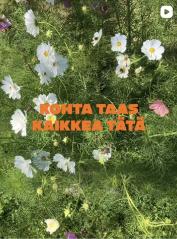 Social media video thumbnail: white and pink flowers outdoors, text overlay reads "All this again soon".